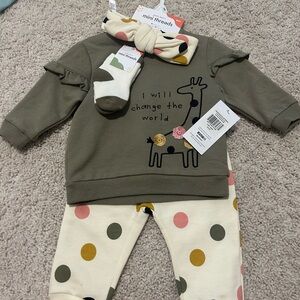 Olive Green Giraffe Sweater Set
